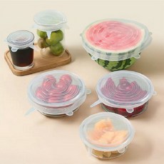 DAILYSHARE 矽膠密封食物保鮮蓋6件組, 透明, 2套