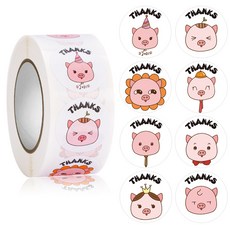 아이앤드 귀여운 동물 Thank You 롤 스티커, 1개, 6