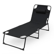 팬물산 휴대용 캠핑 3단 접이식 야전침대, 블랙