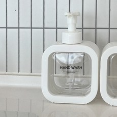 뉴앤룩 커버 핸드워시 사각 디스펜서 거품형 리필용기 500ml + 핸드워시라벨, 화이트, 1개
