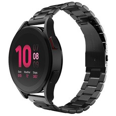 Sinjimoru 三連式設計不鏽鋼金屬紀念款智慧手錶錶帶, 黑色, 1個