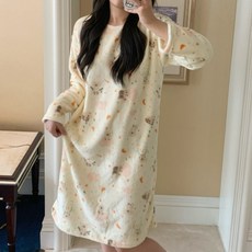 PEONIST 女士舒適法蘭絨中長款連身睡裙