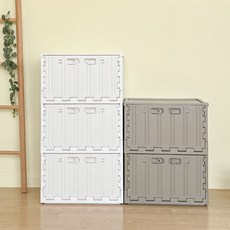 버츄나인 컨테이너 수납장 3단 + 2단 세트, 아이보리 3단, 브라운 2단