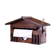 JCP 행잉 우드 하우스 티슈 커버, 브라운