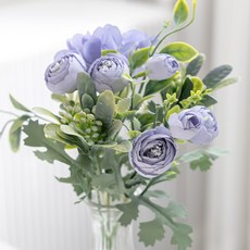 플라워트리 조화 장식 수국 러넌큘러스 꽃다발 30cm, 라벤더, 1개