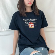 HumbleStudio 女款透氣草莓蛋糕印花17支棉短袖T恤 KK_153_085