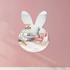 마켓플랜 무타공 부착식 투명 스타일링 거울, 토끼형