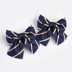 女童用 條紋海軍藍 蝴蝶結領帶 蝴蝶領結 2入