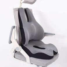 現在今日6D替換腰保護辦公室椅靠墊孕婦椅+新款立體工學坐墊組, 灰色