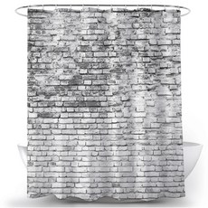 磚紋浴簾 款式1 180*180cm+掛鉤 12入, 1套