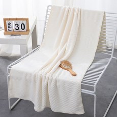 Paradaiso 居家華夫格波浪紋高密度大型浴巾/沙灘巾 70 x 140 cm, 米白色, 1個