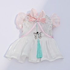 寵物 Wavy Days 蝴蝶刺繡生活韓服連身裙, 1個, 粉紅色