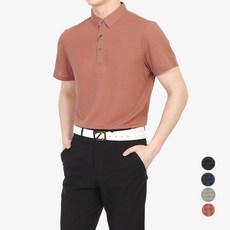 MINEFLOW 男款BL無縫線壓花彈性纖維短袖Polo衫