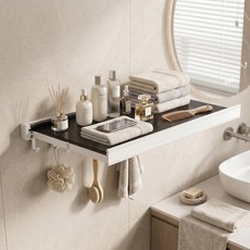 Souplace 黏貼式可折疊多功能浴室收納架, 白色, 1個