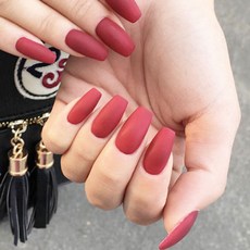 質感單色美甲片, 4個, 紅色的