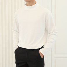 Zeta 男性柔軟基本款彈性半高領針織長袖T恤