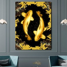 Baek & Art 黃金鯉魚蓮花圖 帆布畫 03 黃金鯉魚蓮花圖, 單一顏色
