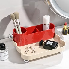 레드케비넷 실버다리 분리형 다용도 트레이 화장품 정리함 HR766, 레드, 1개