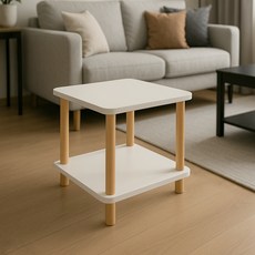 Leto 木質雙層床邊方形床頭櫃 LFT-S01, 1個, 白色木紋