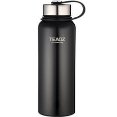 TEAOZ T09 不鏽鋼保溫瓶 耐熱溫度100°C, 黑色, 1.1L, 1個