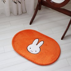 부엌다옴 미끄럼방지 자수 발매트, 토끼 오렌지