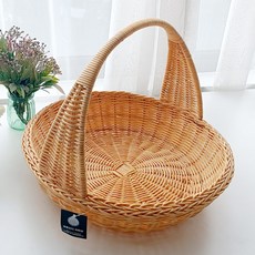 MAISONINDAHRATTANSHOP 高級藤編大尺寸手把圓形藤籃 N018N
