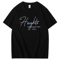 MA 헤이츠 레터링 남녀공용 반팔 티셔츠