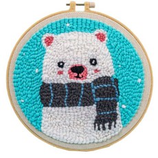 DIY 양모 자수 초보자용 21cm, 1세트, 백곰