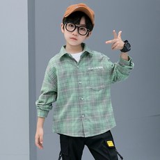 ORANGEDAMOM 男童微笑 E-HM 格紋襯衫