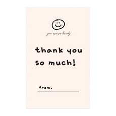 DONNA&DECO thank you so much微笑長方形貼紙 5*8cm, 120個, 米色