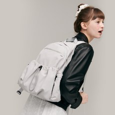 JillByJillstuart 女款 Jordan 抽繩尼龍筆電收納大容量後揹包, 灰色