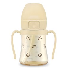Grosmimi PPSU 嬰幼兒吸管杯 200ml (小熊奶油黃), 奶油黃(小熊款), 1個
