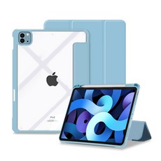 iamdue iPad Apple Pencil 收納透明智慧型掀蓋式分離保護殼, 蘇打色