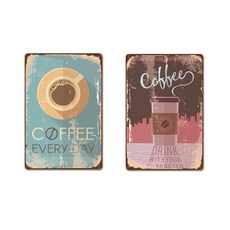 I Love Home 咖啡廳復古錫製裝飾海報 2入