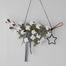 BLOOMING&ME 棉花雪松線條裝飾花環, 混色