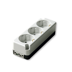 Nano Electric 歐規三連式便攜外接式3孔插座 NRA 1DL3 白色, 10個