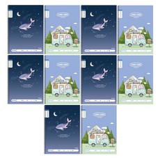 ibis 小學纖薄國語筆記本 10格 2款 x 5入組, 1套, 鯨魚 + 露營車