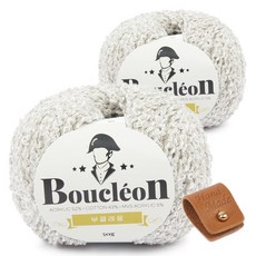 브랜드얀 부클레옹 뜨개실 2p + 솔트레지 + 가죽라벨 세트, 327그레이믹스(뜨개실), 골드(솔트레지), 카멜(라벨), 1개