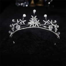 Luna Glam 花朵蝴蝶裝飾自助婚禮頭冠 WT334, 銀色, 1個