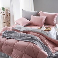 純棉雙面絎縫水洗被 60支棉, 珊瑚粉