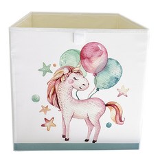 圖案印花玩具收納箱, 08 Balloons And Unicorns, 1個