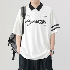 스타빈 남성용 통기성 루즈핏 포인트 레터링 반팔 티셔츠