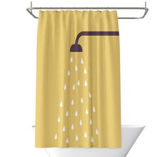 마켓감성 미니멀 방수 샤워커튼 노랑 80 x 180 cm, 옐로우, 1개