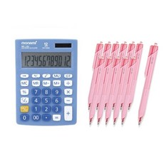 모나미 계산기 MC-102 + 볼펜 FX153 0.5mm 12p, 레드, 1개
