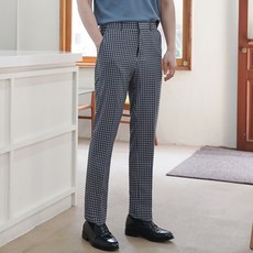 Townclo 男士夏季涼感格紋隱藏式鬆緊帶高爾夫紳士褲