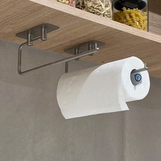 Everyweek 黏貼式 304 不鏽鋼廚房紙巾架 方向可調 31.5cm, 1個, 銀色