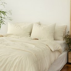 BAZAAR 100支棉簡約素色被套, 象牙