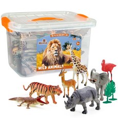 Wenno 兒童野生動物模型桶裝遊戲玩具 58件組, 1套