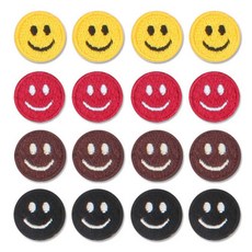 迷你刺繡貼 微笑4款 x 3入組, 黃色 + 紅色 + 棕色 + 黑色, 1套