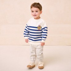 milkmile 兒童小熊紳士條紋上衣褲子套裝